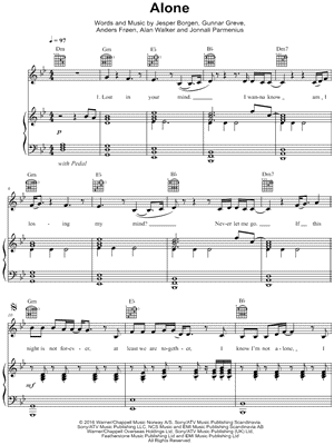 Heart: Alone sheet music for voice, piano or guitar (PDF)