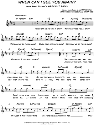 Owl City - When Can I See You Again? - (from Walt Disney's Wreck-It Ralph) - Sheet Music (Digital Download)