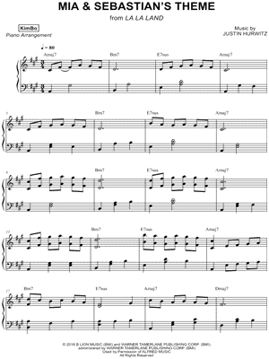 "Mia & Sebastian's Theme" Sheet Music (Piano Solo) in A Major (transposable) Download Print - SKU: