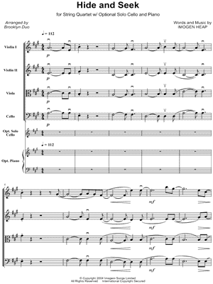 Imogen Heap Hide and Seek Sheet Music (Piano Solo) in A Major - Download  & Print - SKU: MN0107481