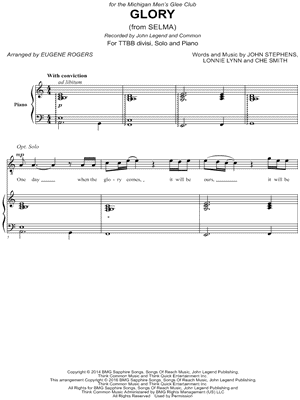 John Legend - Glory - (from Selma) - Sheet Music (Digital Download)