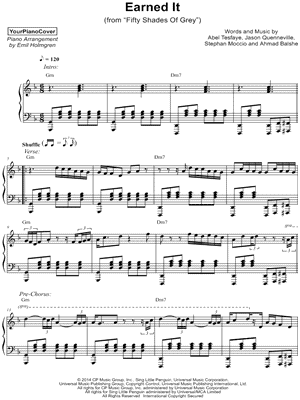 The Theorist Earned It (Fifty Shades of Grey) Sheet Music (Piano Solo) in  D Minor - Download & Print - SKU: MN0167548