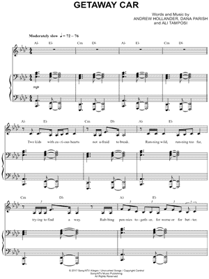 Lea Michele - Getaway Car - Sheet Music (Digital Download)