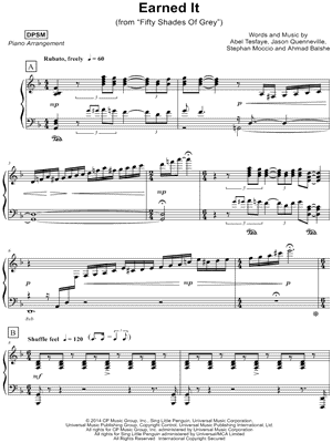 The Theorist Earned It (Fifty Shades of Grey) Sheet Music (Piano Solo) in  D Minor - Download & Print - SKU: MN0167548