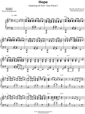 Kimbo Hope Sheet Music Piano Solo In G Major Download Print Sku Mn