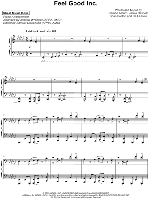 Feel Good Inc Sheet Music 4 Arrangements Available Instantly Musicnotes