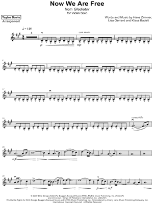 Taylor Davis Now We Are Free Sheet Music Violin Solo In A Major Download Print Sku Mn