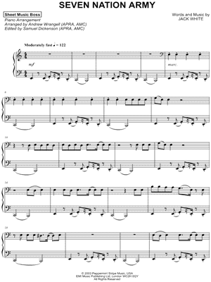 Seven Nation Army Sheet Music 12 Arrangements Available