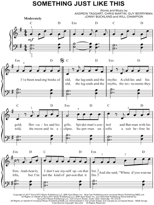 The Chainsmokers Coldplay Something Just Like This Sheet Music Easy Piano In E Minor Download Print Sku Mn0179345 - something just like this roblox piano cover notes in desc