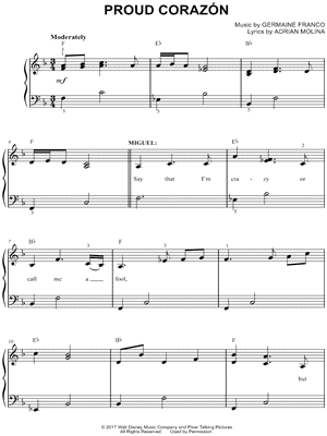 Proud Corazon From Coco Sheet Music Easy Piano In F Major Download Print Sku Mn0179517