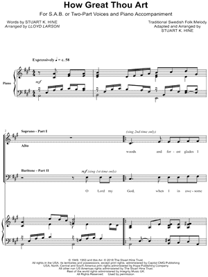 How Great Thou Art - 10 Prints Sheet Music by Stuart K. Hine - SAB Choir + Piano