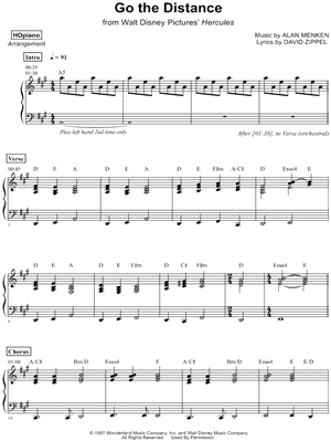 HDpiano - Go the Distance - from Walt Disney Pictures' Hercules - Sheet Music (Digital Download)