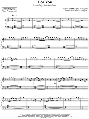 TutorialsByHugo - For You - from Fifty Shades Freed - Sheet Music (Digital Download)