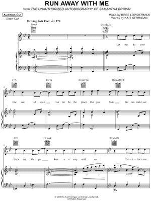 Run Away with Me Sheet Music from The Mad Ones - Audition Cut - Short