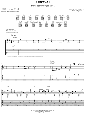 Play Unravel (Tokyo Ghoul) Music Sheet