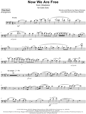 Tina Guo Now We Are Free Sheet Music Cello Solo In A Major Download Print Sku Mn