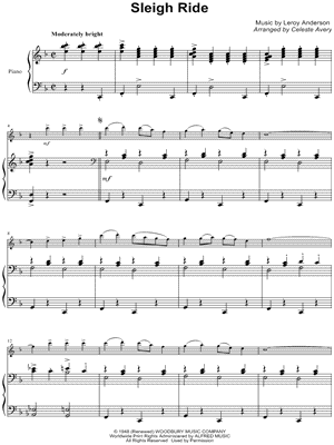 Celeste Avery - Sleigh Ride - Flute & Piano - Sheet Music (Digital Download)