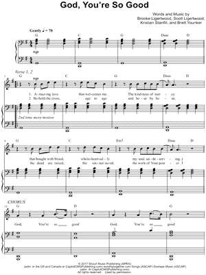 Passion God You Re So Good Sheet Music In G Major Transposable Download Print Sku Mn