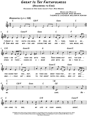 Great Is Thy Faithfulness (Beginning to End) Sheet Music by one sonic society ft. Mike Weaver - Leadsheet