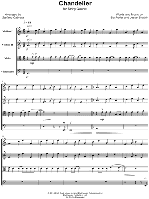 Chandelier Sheet Music by Sia - String Quartet