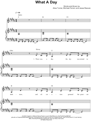 What a Day Sheet Music by Alisa Turner - Piano/Vocal/Chords, Singer Pro