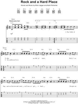 Rock and a Hard Place Sheet Music by The Rolling Stones - Easy Guitar TAB