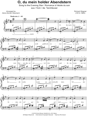 Song to the Evening Star Sheet Music from Tannh user - Easy Piano