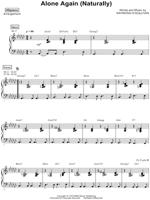 MUSICHELP Alone Again Sheet Music (Piano Solo) in E Minor - Download &  Print - SKU: MN0209854