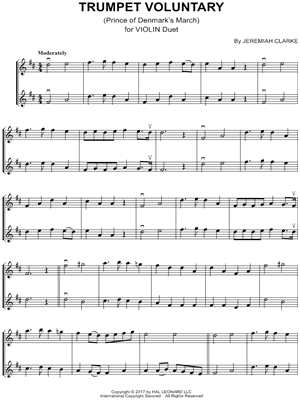 Jeremiah Clarke - Trumpet Voluntary - Violin Duet - (Prince of Denmark's March) - Sheet Music (Digital Download)