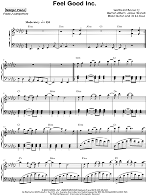 Feel Good Inc Sheet Music 4 Arrangements Available Instantly Musicnotes