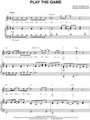Queen - Play the Game - Sheet Music (Digital Download)
