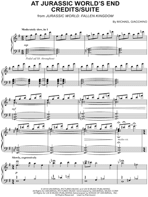 Michael Giacchino - At Jurassic World's End Credits / Suite - (from Jurassic World: Fallen Kingdom) - Sheet Music (Digital Download)