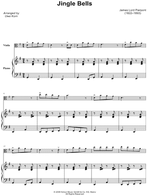 James Pierpont - Jingle Bells - Viola & Piano - Sheet Music (Digital Download)