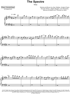 pedir por qué Acrobacia Piano Tutorial Easy "The Spectre [easy]" Sheet Music (Piano Solo) in C#  Minor (transposable) - Download & Print - SKU: MN0189126