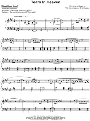 Eric Clapton - Tears In Heaven (Barbershop Quartet) Sheet music for Tenor,  Bass voice, Baritone (Men's Choir)