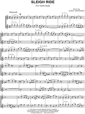 Leroy Anderson - Sleigh Ride - Violin Duet - Sheet Music (Digital Download)