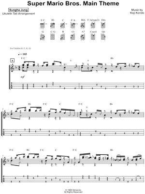 Puno Slovenien slave Sungha Jung "Super Mario Bros. Main Theme" Ukulele Tab in F Major -  Download & Print - SKU: MN0189745