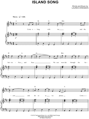 Island Song From Adventure Time Sheet Music In D Major Transposable Download Print Sku Mn016