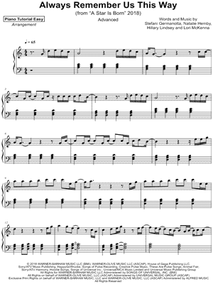 trabajo Confirmación Violar Piano Tutorial Easy "Always Remember Us This Way [advanced]" Sheet Music ( Piano Solo) in A Minor - Download & Print - SKU: MN0190257