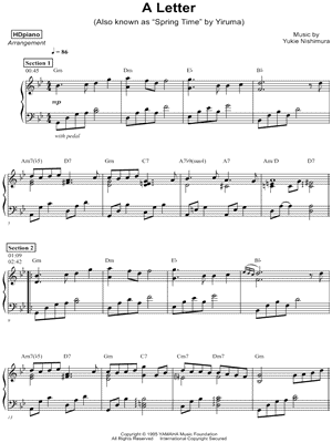 HDpiano - A Letter (Spring Time) - Sheet Music (Digital Download)