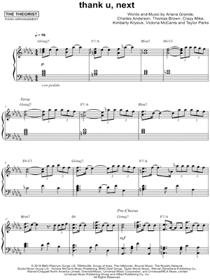 The Theorist Thank U Next Sheet Music Piano Solo In Bb