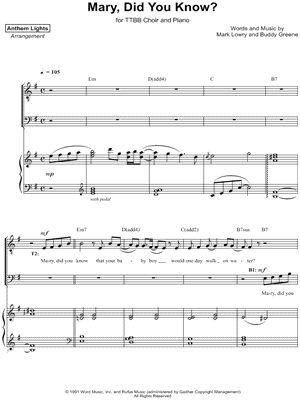 Anthem Lights - Mary, Did You Know? - Sheet Music (Digital Download)