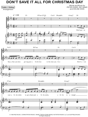 Celine Dion "Don't Save It All for Christmas Day" Sheet Music (Leadsheet) in Eb Major - Download ...