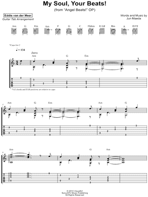 Eddie Van Der Meer My Soul Your Beats From Angel Beats Op Guitar Tab In A Minor Download Print Sku Mn