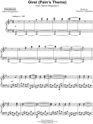 PianoDeuss "Girei (Pain's Theme)" Sheet Music Solo) E Minor - Download & Print - SKU: MN0191941