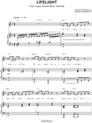 Lifelight From Super Smash Bros Ultimate Sheet Music In D