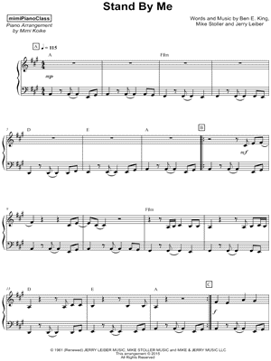 Mimipianoclass Stand By Me Sheet Music Piano Solo In A Major Download Print Sku Mn