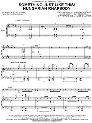 The Piano "Something Just Like This / Hungarian Rhapsody - Cello & Piano" Sheet Music Minor - Download & Print SKU: MN0194579