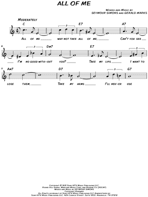 All Of Me Sheet Music Arrangements Available Instantly Musicnotes