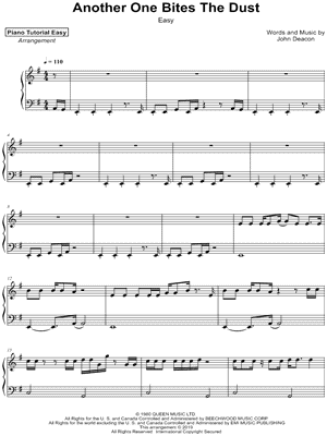 Another One Bites The Dust, (intermediate) sheet music for piano solo